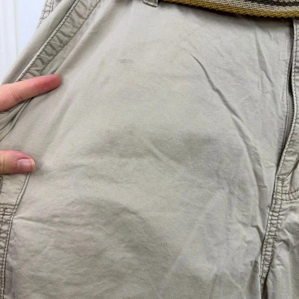 Iron Co. men's tan cargo pocket cotton stretch belted shorts casual neutral 38